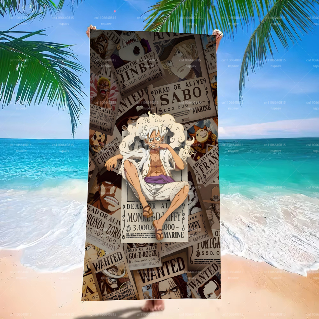 Beach Towel Large - Retro Pirate Wanted Bounty Large Beach