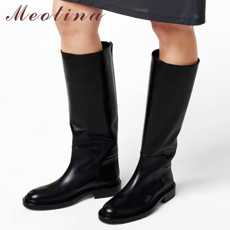 Espadrille Slip On - Meotina Women Genuine Leather Knee High