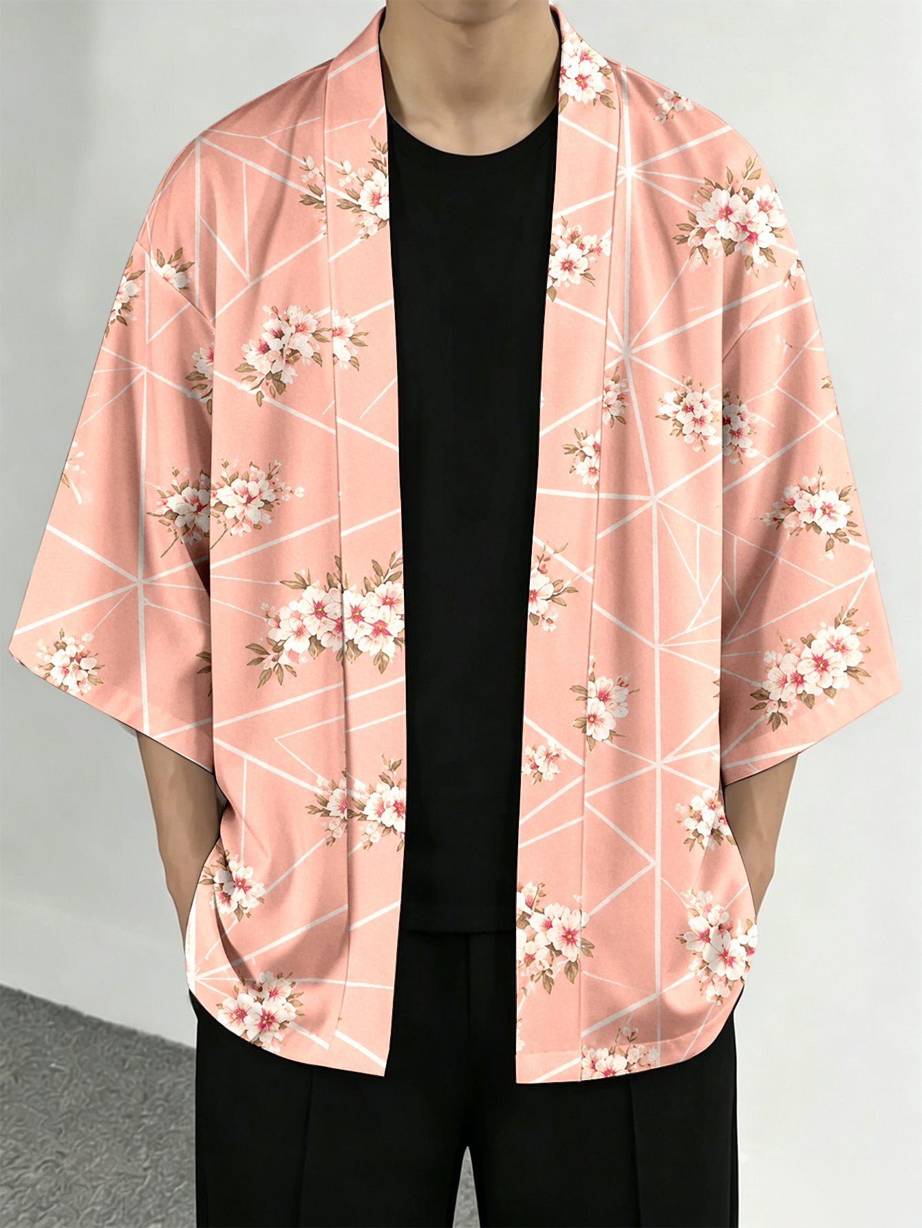 Resort Shirt Floral - Men's casual top Sakura Geometry Casual
