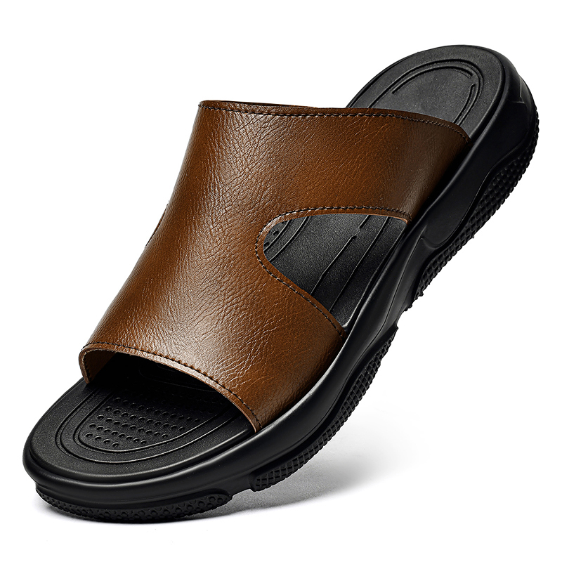 Men's Leather Slide Sandals No – Flip Flop Leather Men recenzja i cena