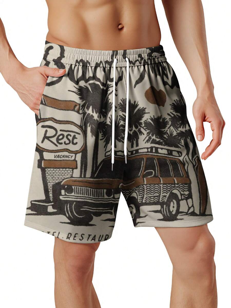 Mens Beach Trip Print Board Sh – Swim Trunk Quick Dry recenzja i cena