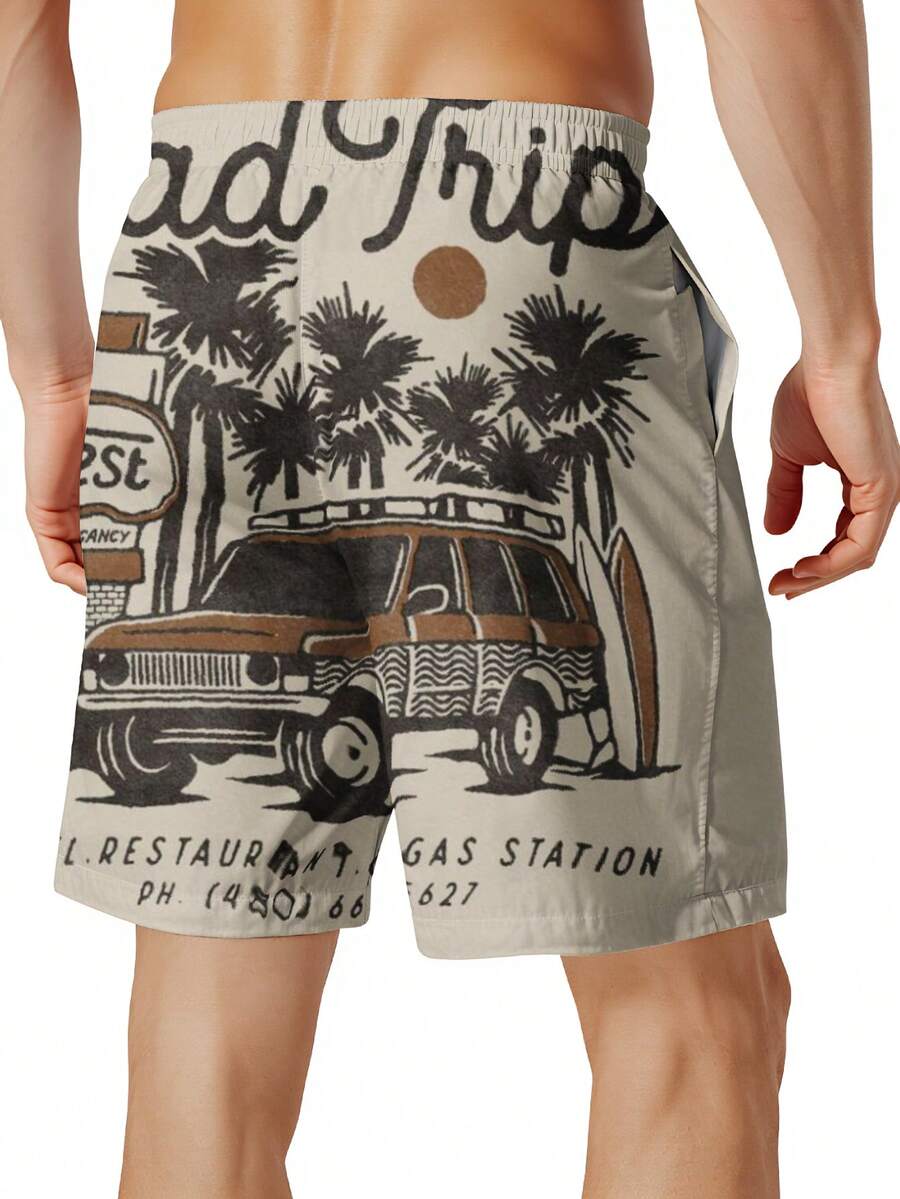 Mens Beach Trip Print Board Sh – Swim Trunk Quick Dry recenzja i cena