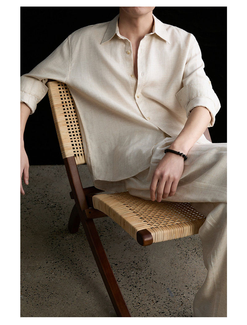 High-end Natural Linen Men's S – Linen Shirt Breathable recenzja i cena