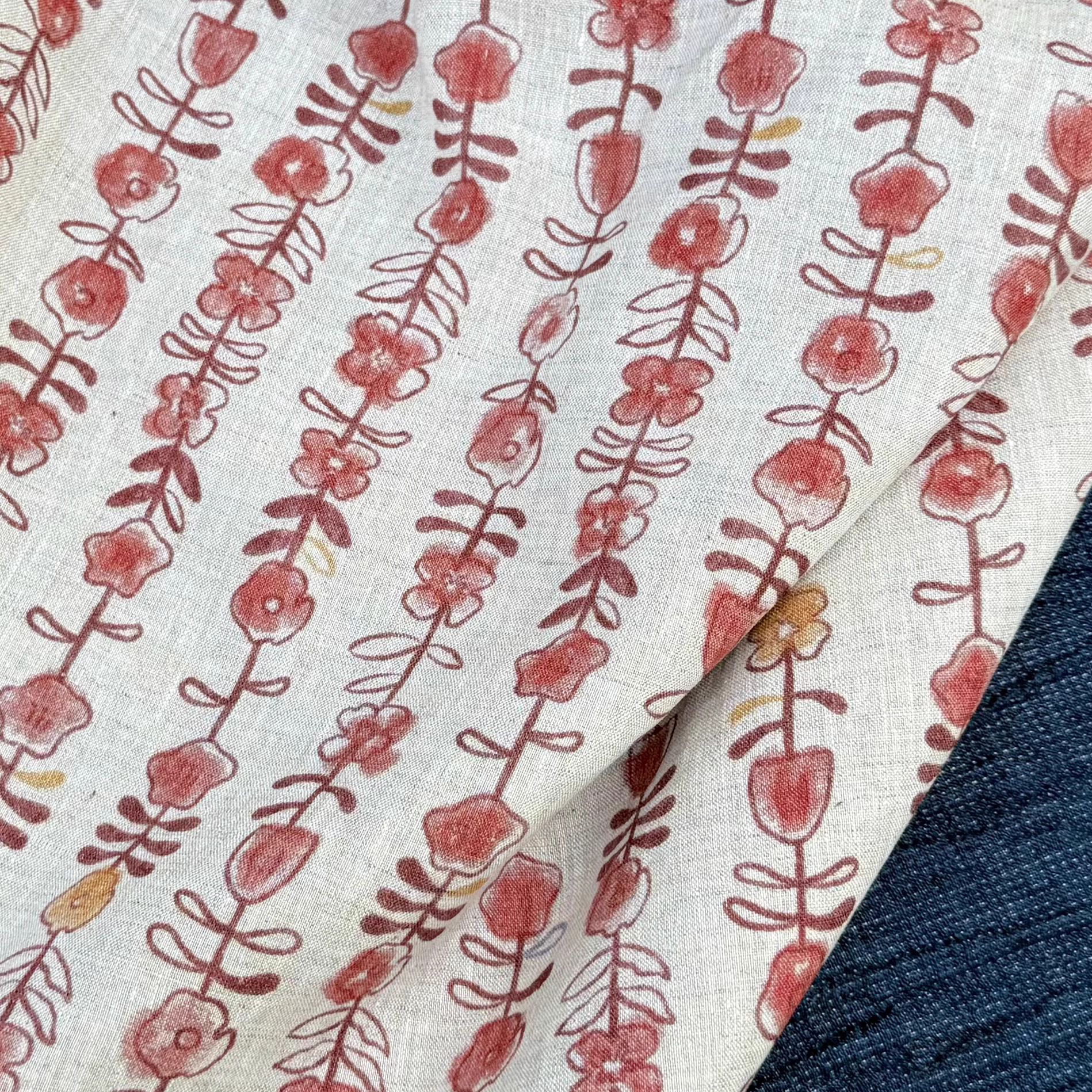 1yard Unique flowers print fab – Linen Shirt Breathable recenzja i cena