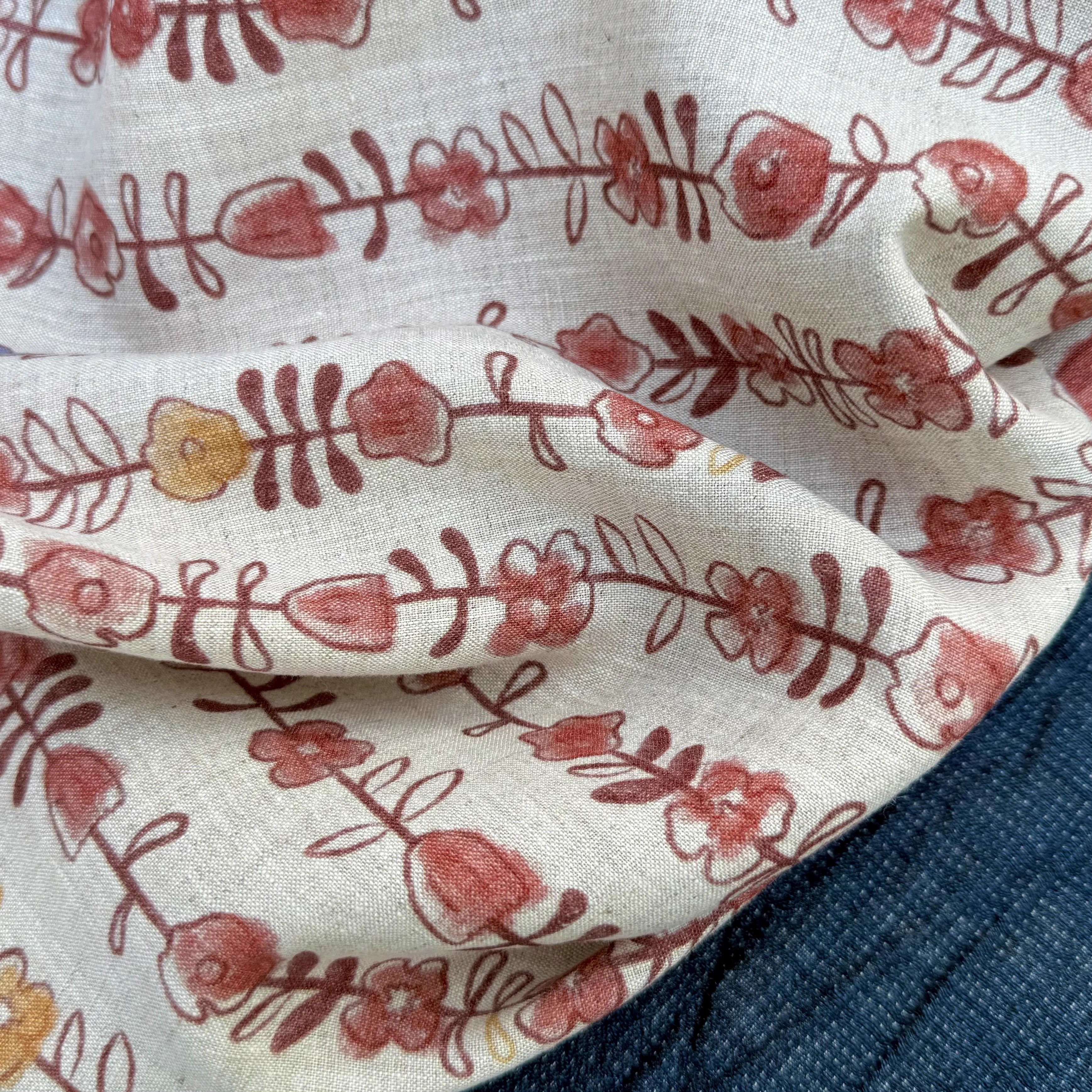 1yard Unique flowers print fab – Linen Shirt Breathable recenzja i cena