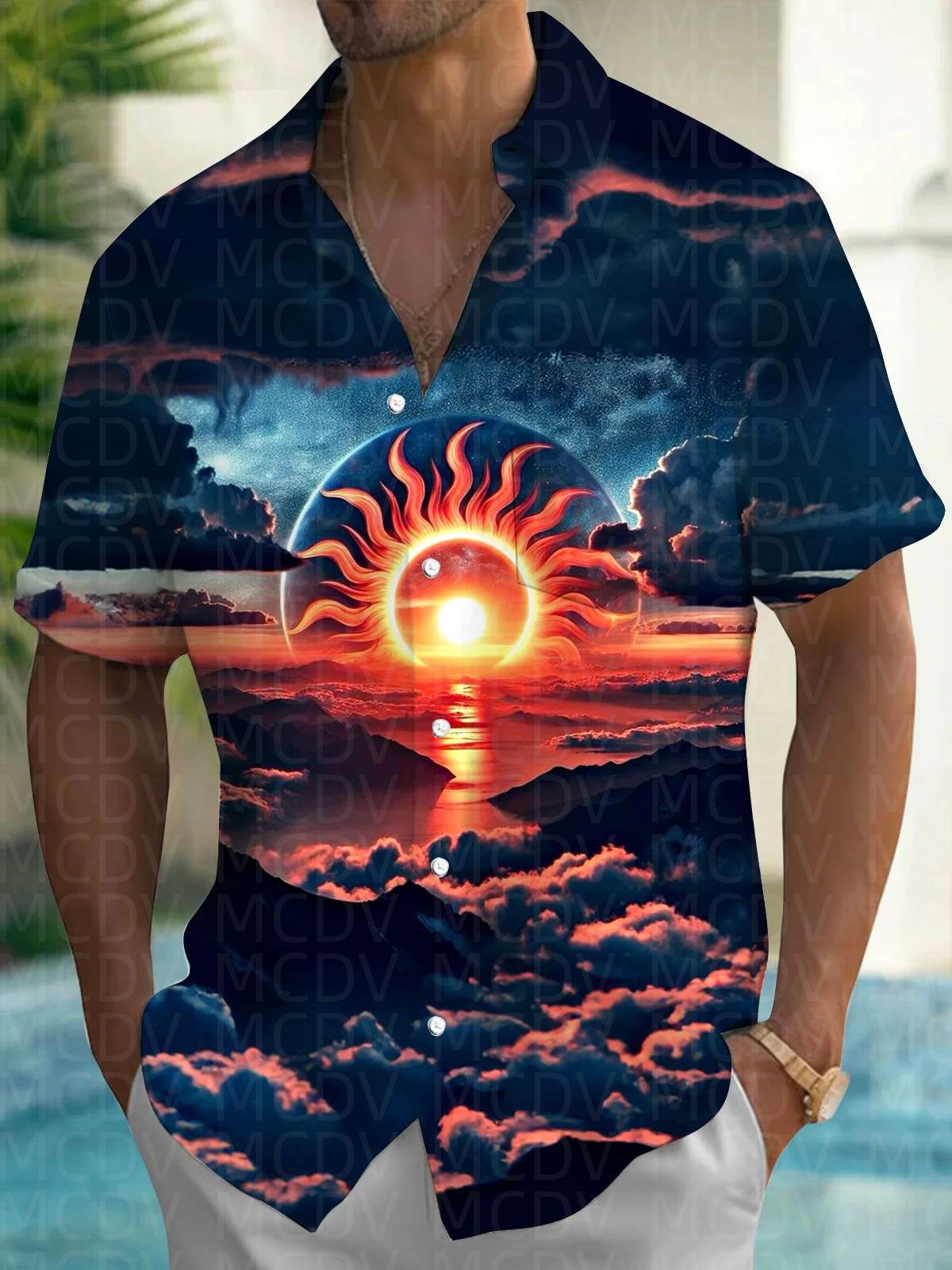 Sun Pattern Style Men's Hawaii – Shirt Camp Collar recenzja i cena