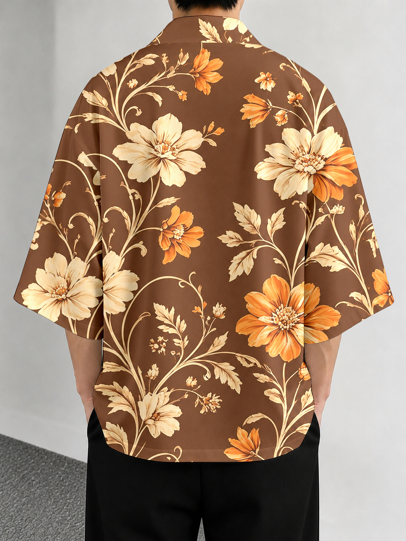 Men's casual top Brown Floral  – Resort Shirt Floral recenzja i cena