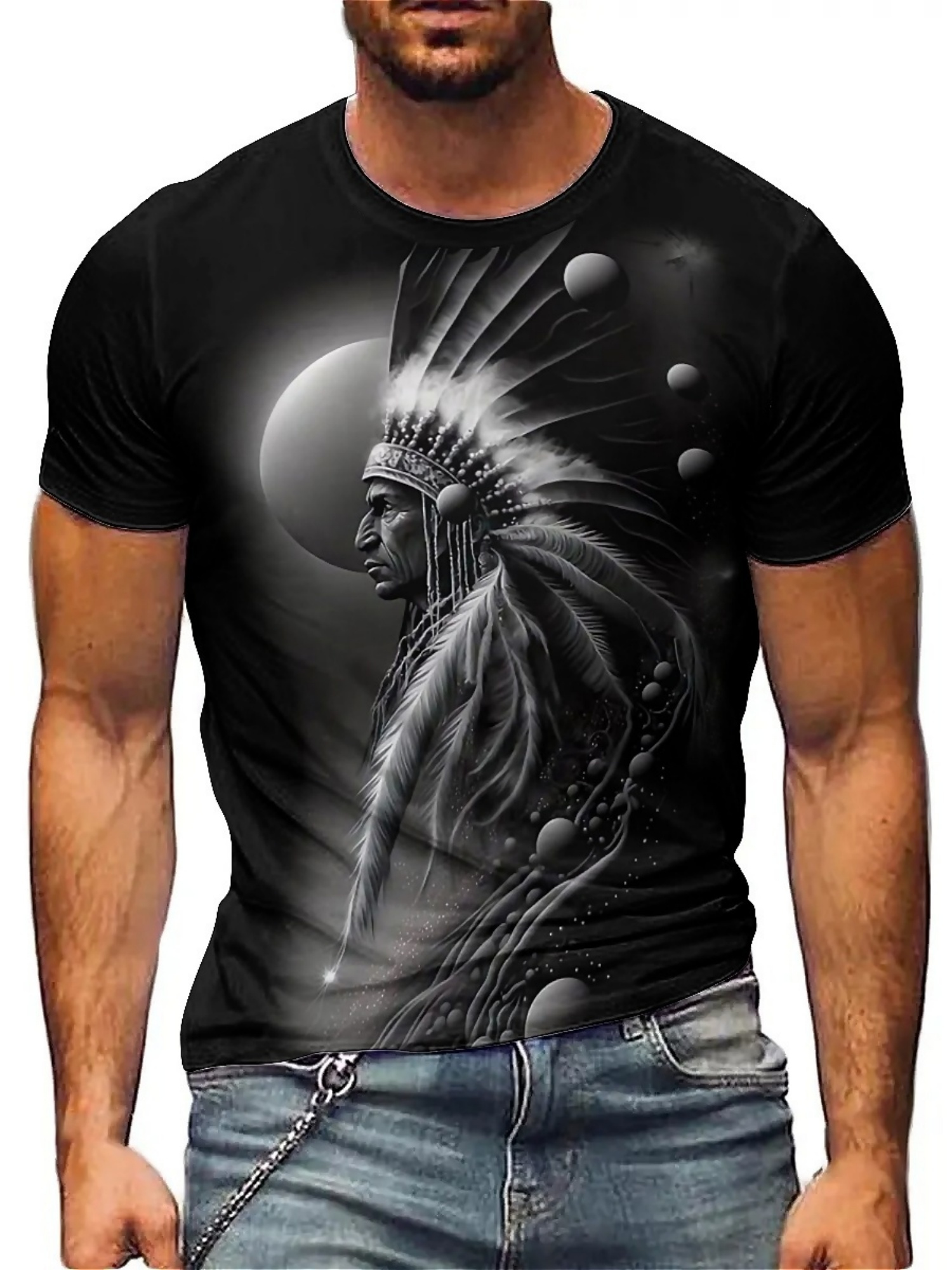 Men's 3D Printed Tribal Chieft – Tee Graphic Print recenzja i cena