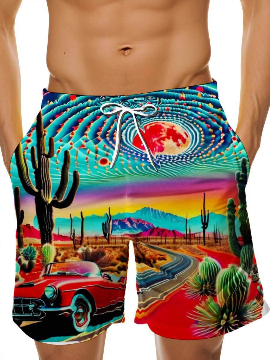 Mens Desert Scene Swim Trunks  – Swim Trunk Quick Dry recenzja i cena