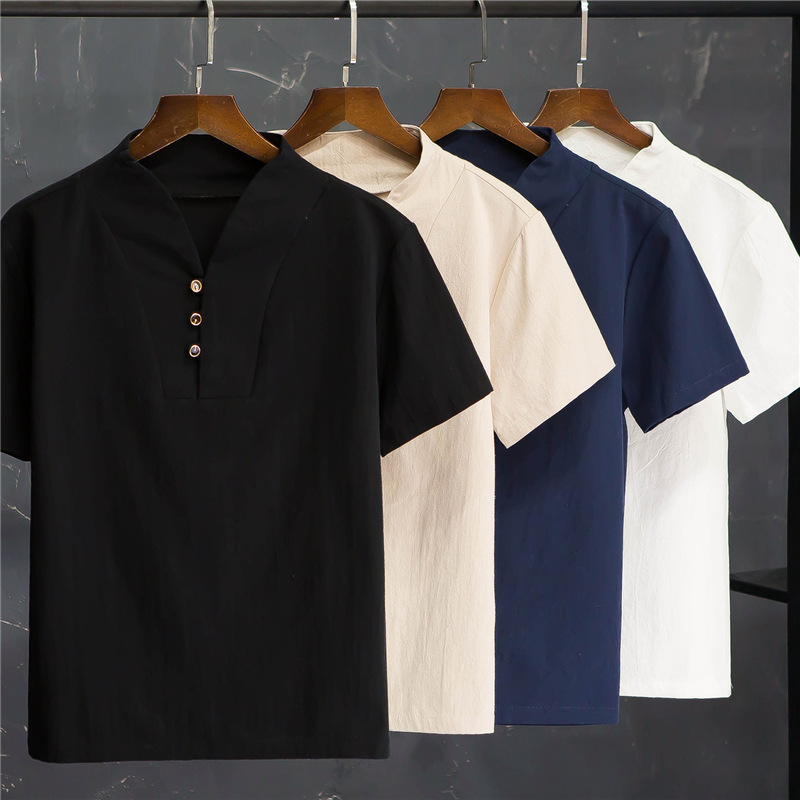 Men's Summer Cotton Linen Shor – Linen Shirt Breathable recenzja i cena