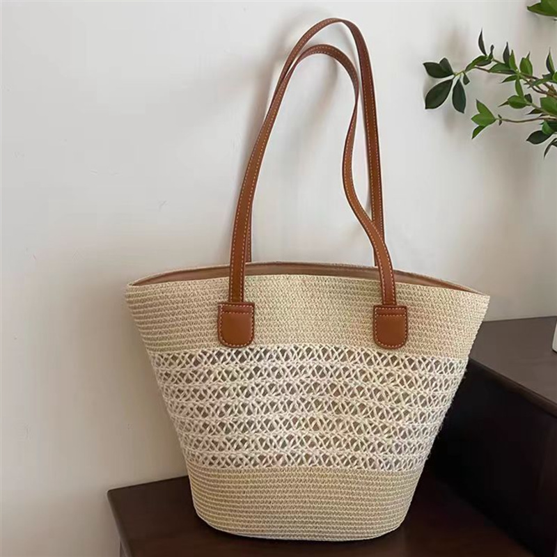 Large Capacity Straw Woven Bag – Bucket Hat Straw recenzja i cena