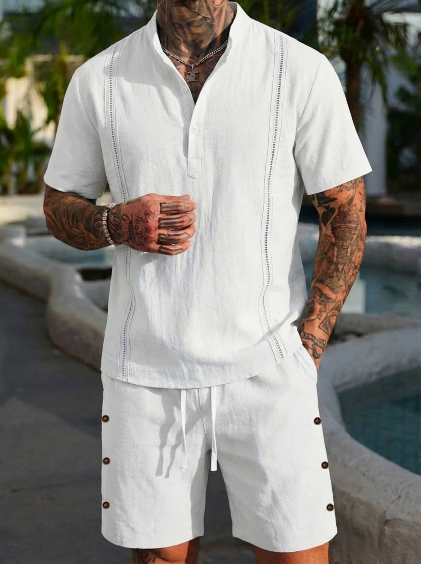 2026 men's summer beach casual – Short Linen Drawstring recenzja i cena