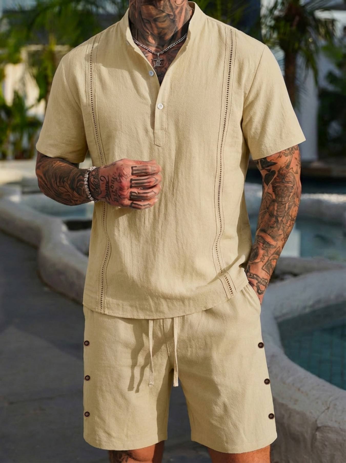 2026 men's summer beach casual – Short Linen Drawstring recenzja i cena