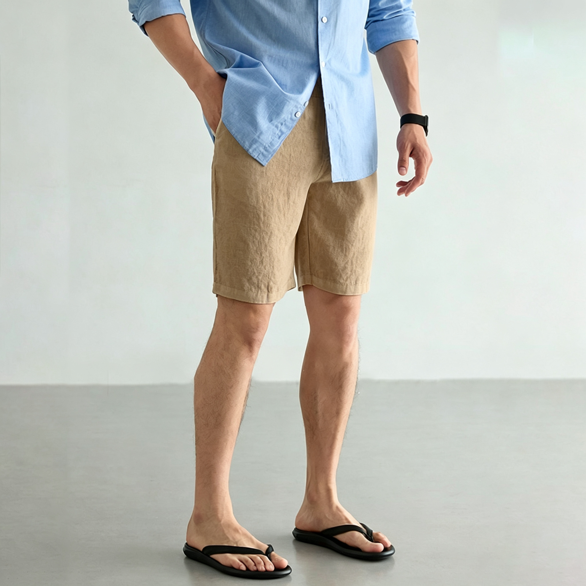 Men's Linen Cotton Shorts Summ – Short Linen Drawstring recenzja i cena