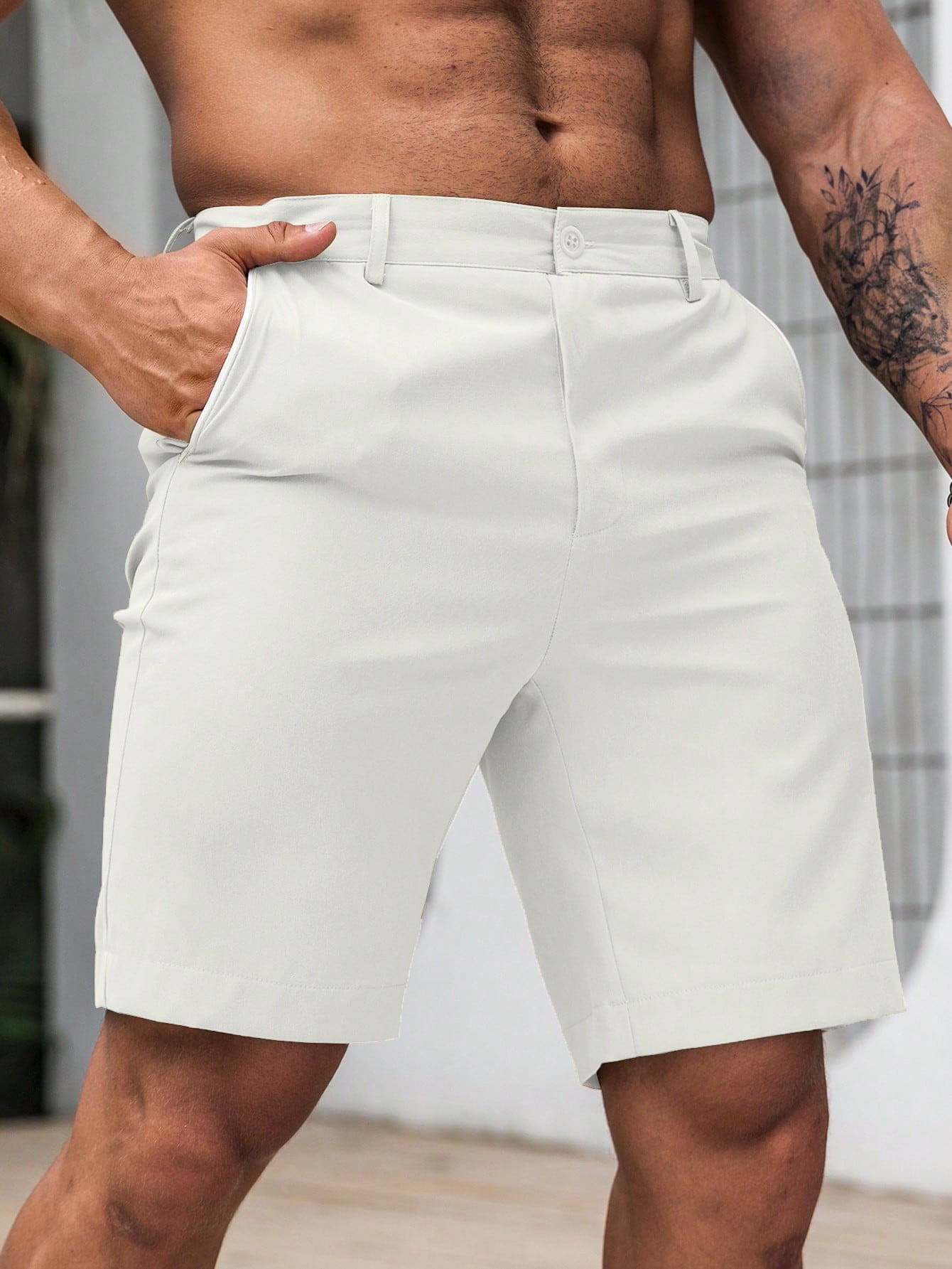 Men's Solid Chino Casual Short – Shorts Chino Slim recenzja i cena
