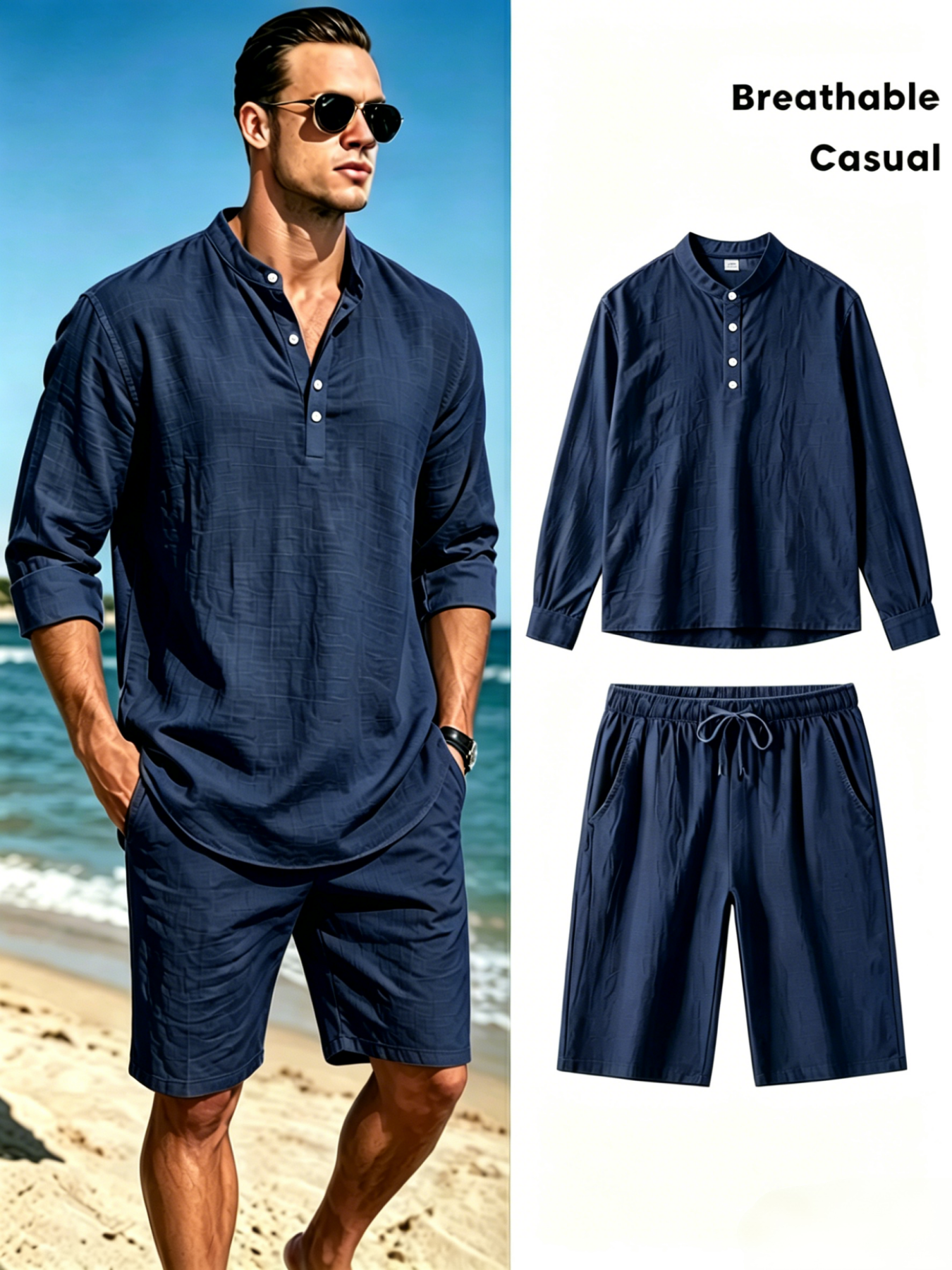 mens cotton linen henley shirt – Short Linen Drawstring recenzja i cena