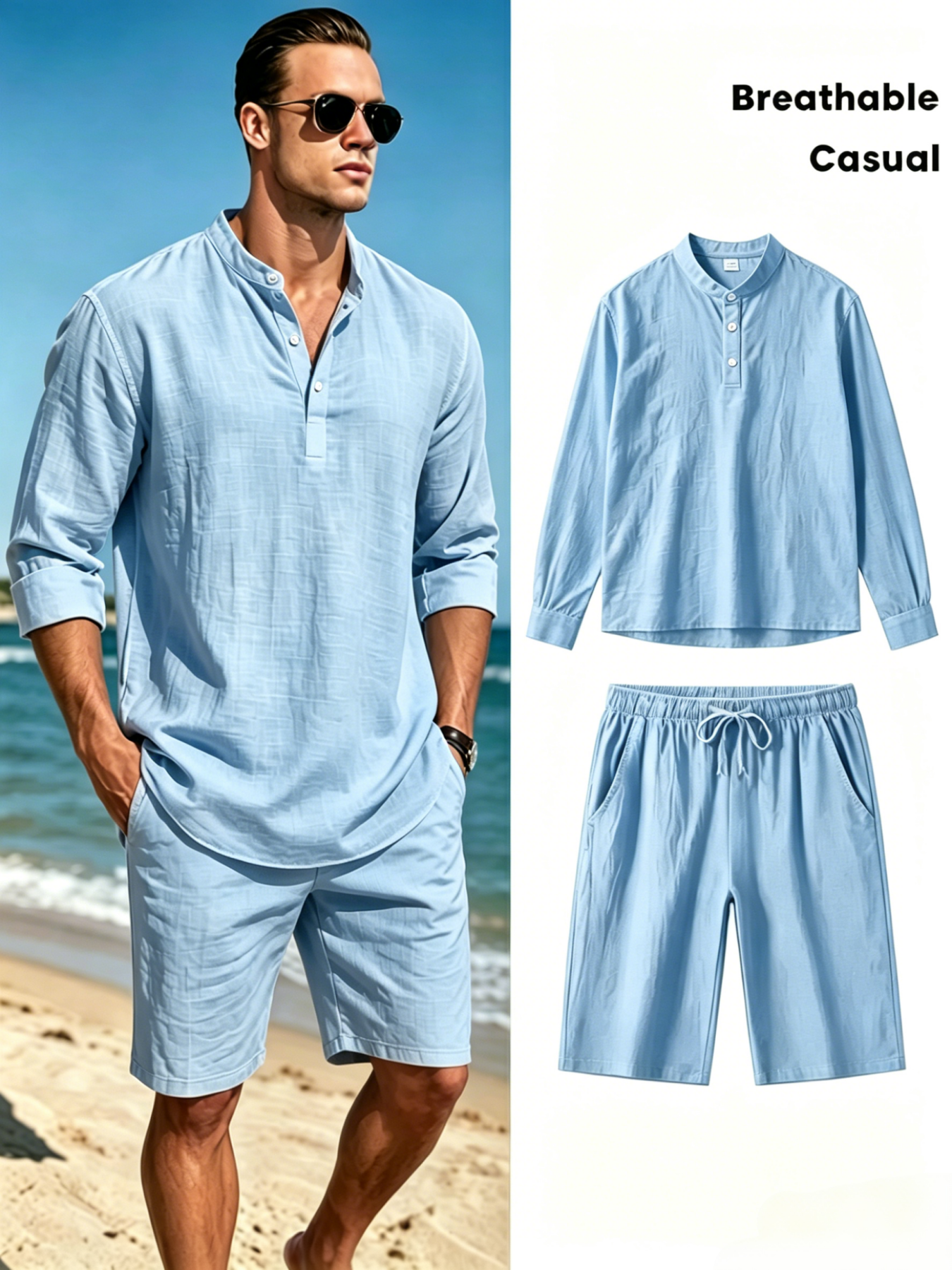 mens cotton linen henley shirt – Short Linen Drawstring recenzja i cena