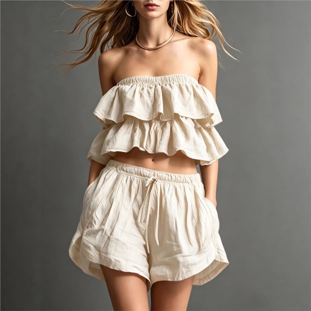 Ruffled Chest-wrapped Short To – Short Linen Drawstring recenzja i cena