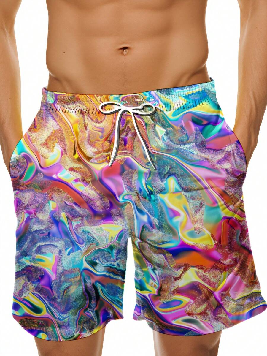 Mens Colorful Abstract Print Q – Swim Trunk Quick Dry recenzja i cena