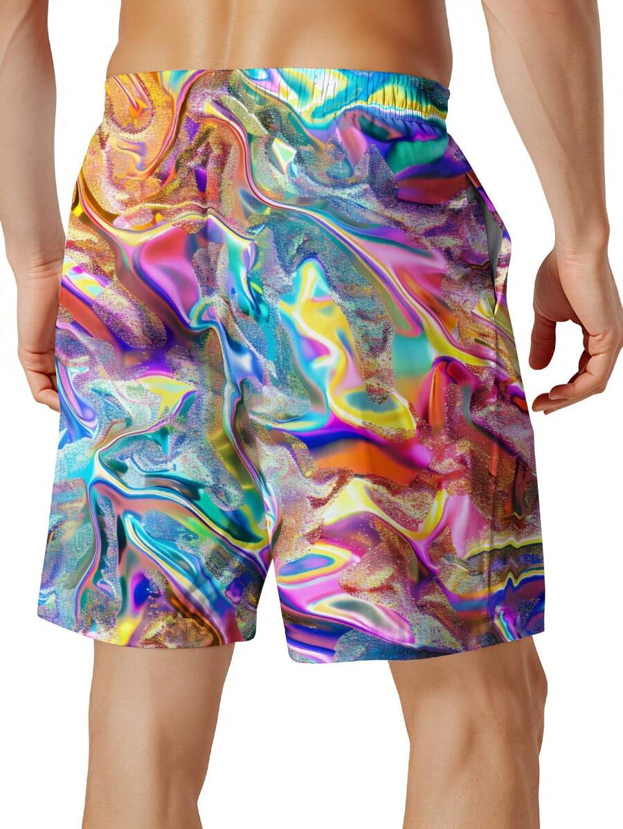 Mens Colorful Abstract Print Q – Swim Trunk Quick Dry recenzja i cena