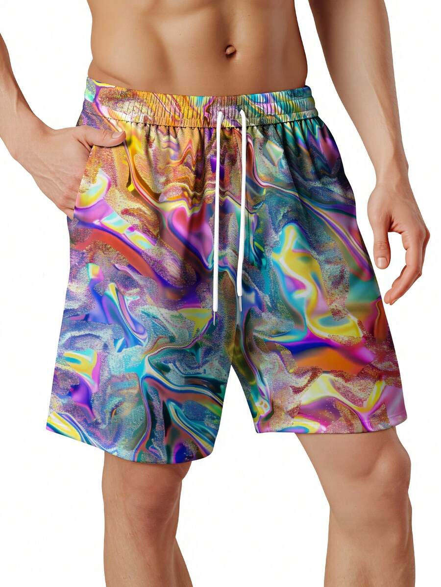 Mens Colorful Abstract Print Q – Swim Trunk Quick Dry recenzja i cena