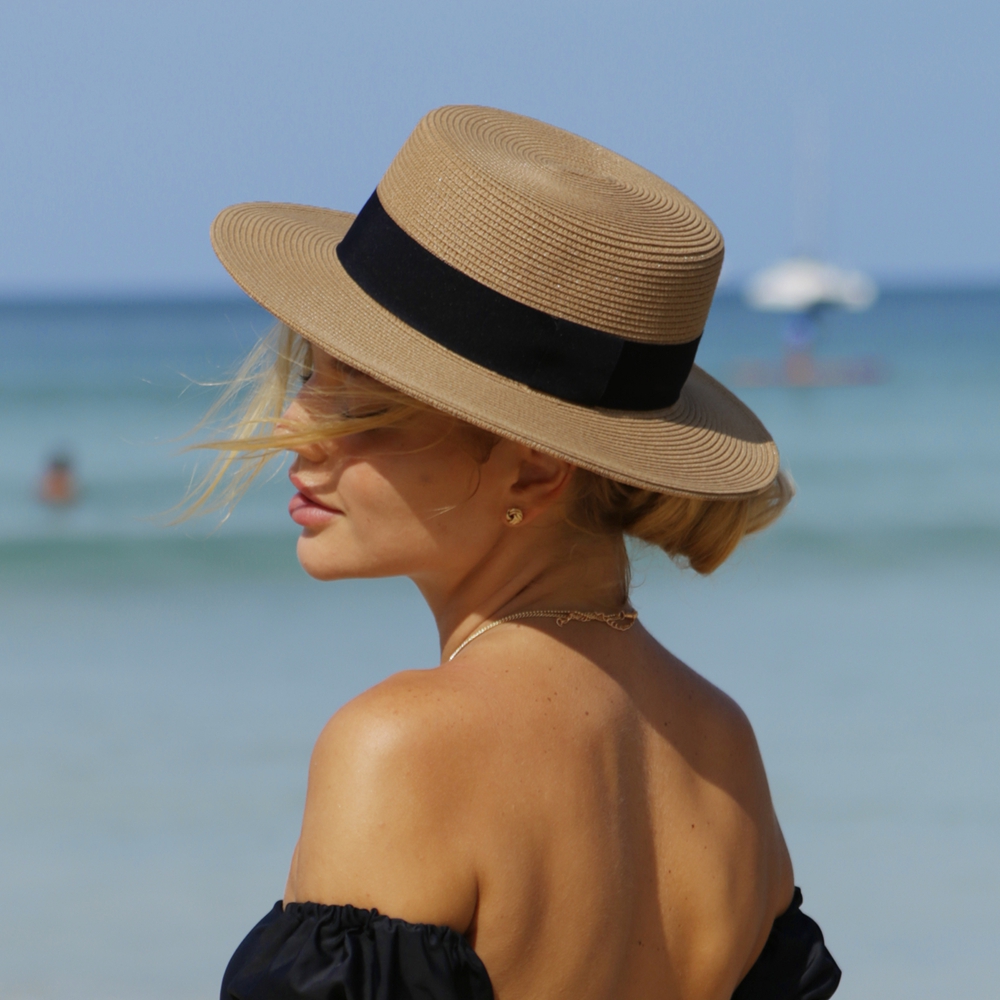 Unisex Flat Top Boater Sun Hat – Bucket Hat Straw recenzja i cena