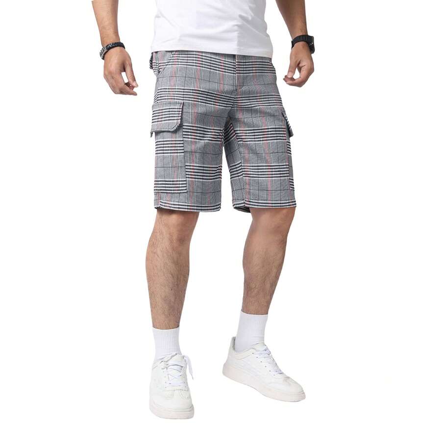 Mens Slim Fit Stretch Plaid Dr – Shorts Chino Slim recenzja i cena