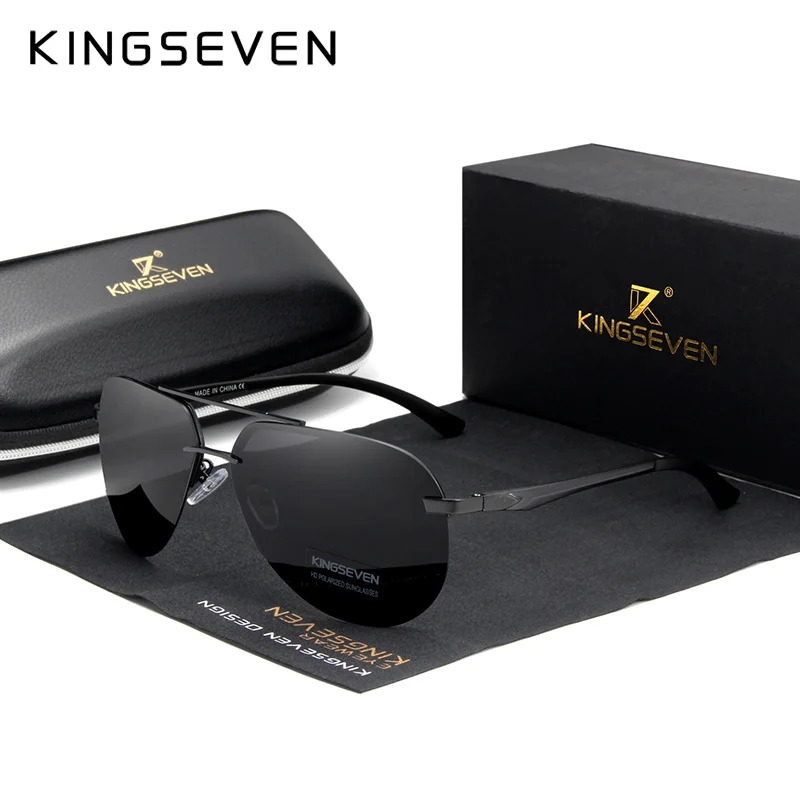 KINGSEVEN  Rimless Pilot Sungl – Sunglasses Aviator Polarized recenzja i cena