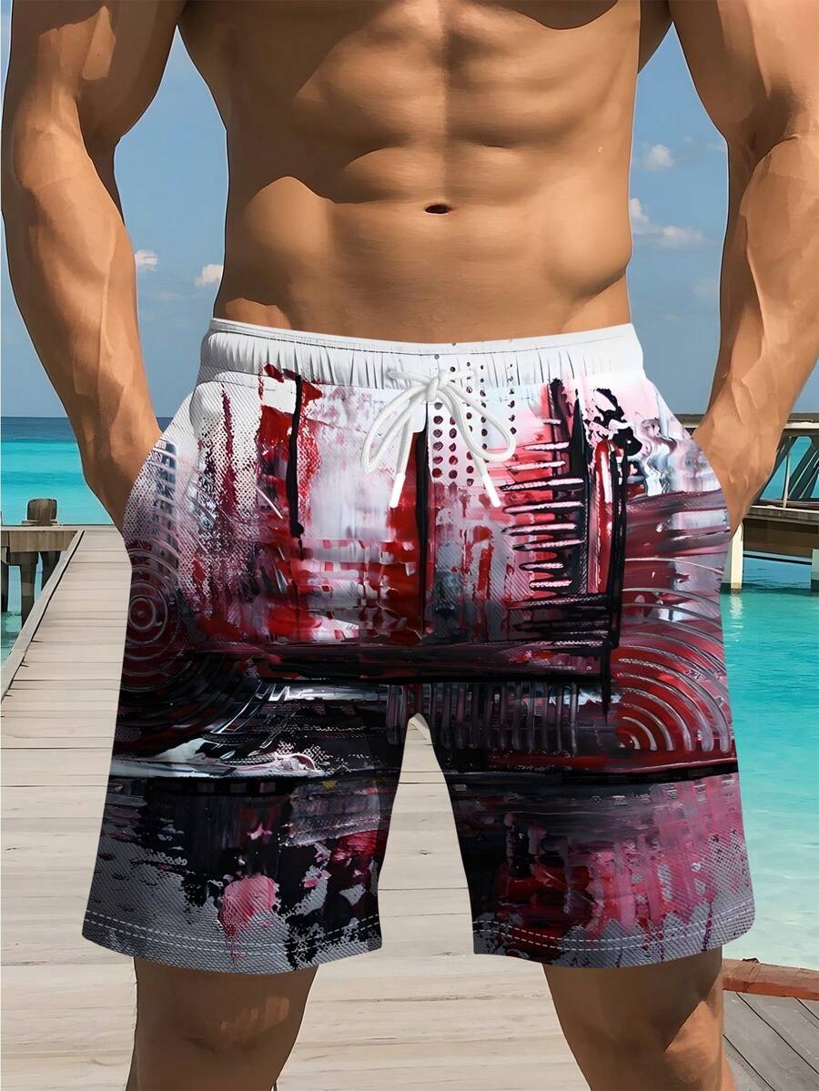 Mens Abstract Print Beach Shor – Swim Trunk Quick Dry recenzja i cena