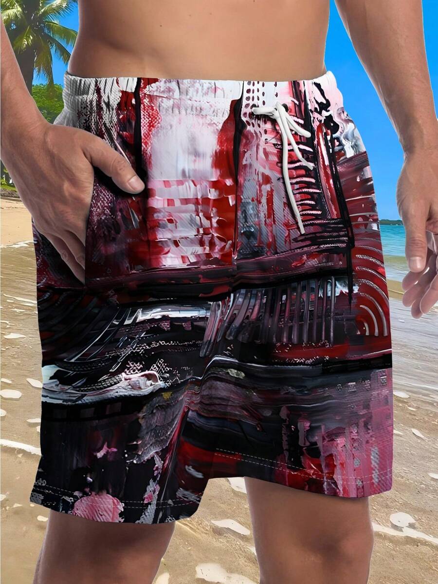 Mens Abstract Print Beach Shor – Swim Trunk Quick Dry recenzja i cena
