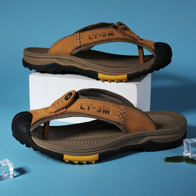 New Men's Genuine Leather Flip – Flip Flop Leather Men recenzja i cena