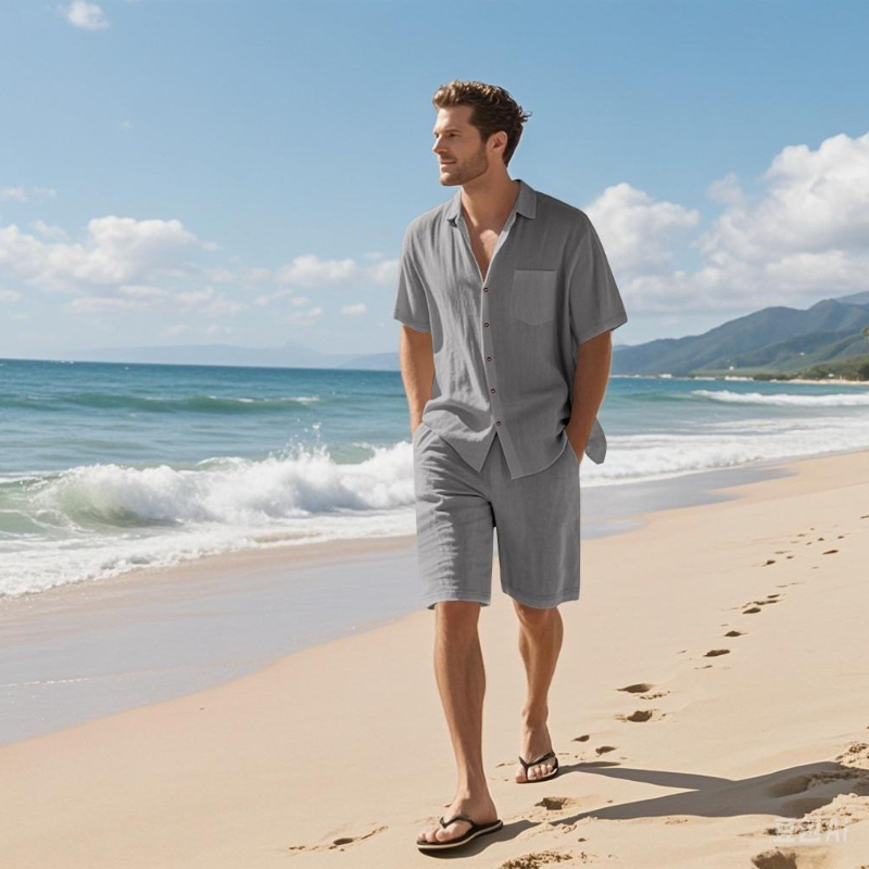 High-End Men's Summer Shorts S – Linen Shirt Breathable recenzja i cena