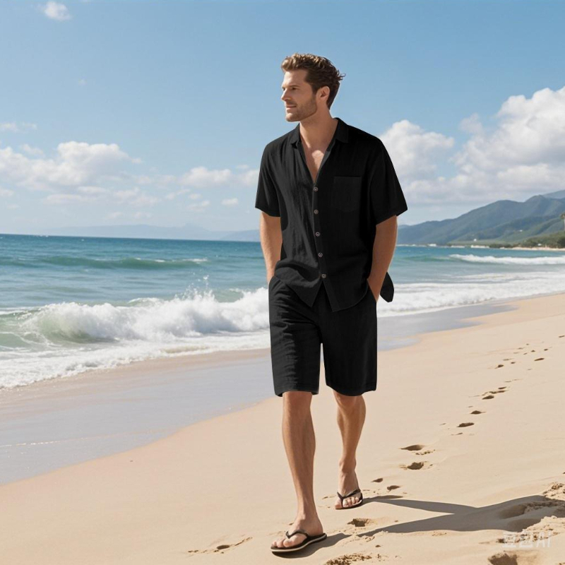 High-End Men's Summer Shorts S – Linen Shirt Breathable recenzja i cena