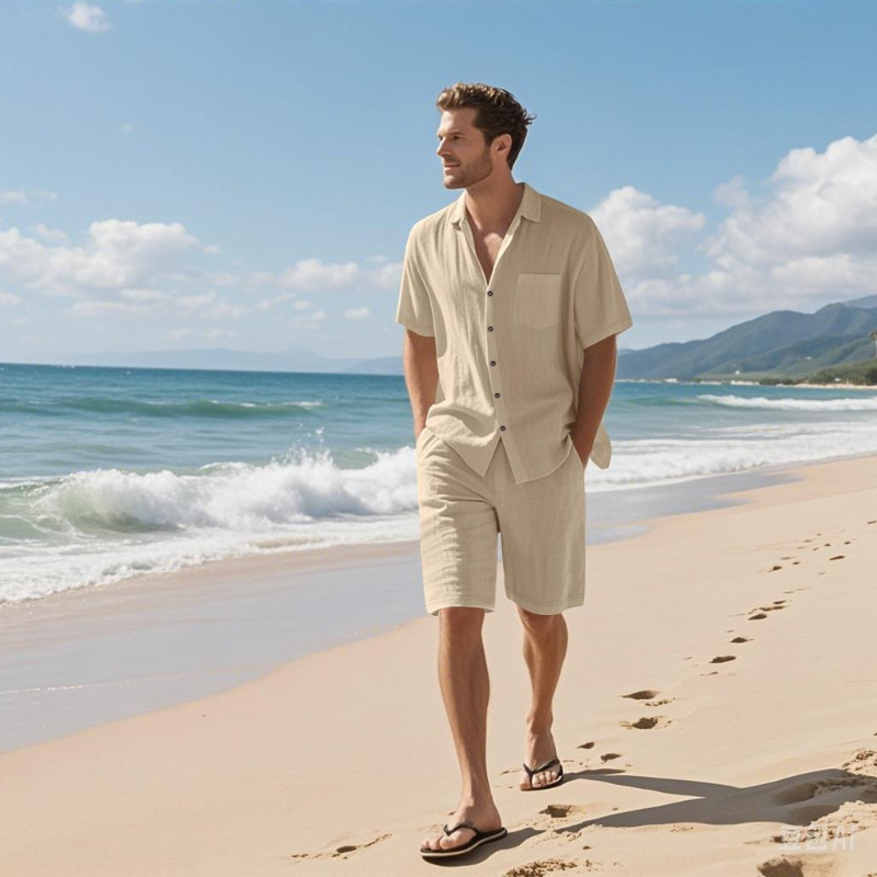High-End Men's Summer Shorts S – Linen Shirt Breathable recenzja i cena