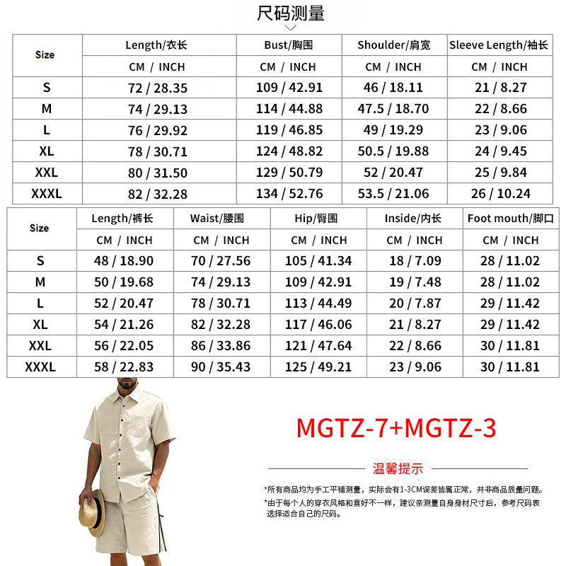 Men's Casual Cotton Linen 2 Pi – Short Linen Drawstring recenzja i cena