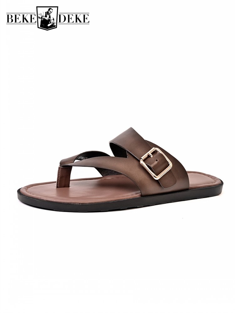 Outside Summer Mens Flat Shoes – Flip Flop Leather Men recenzja i cena