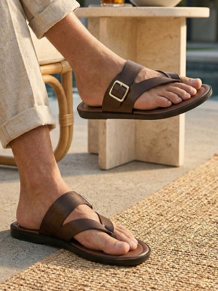 Outside Summer Mens Flat Shoes – Flip Flop Leather Men recenzja i cena