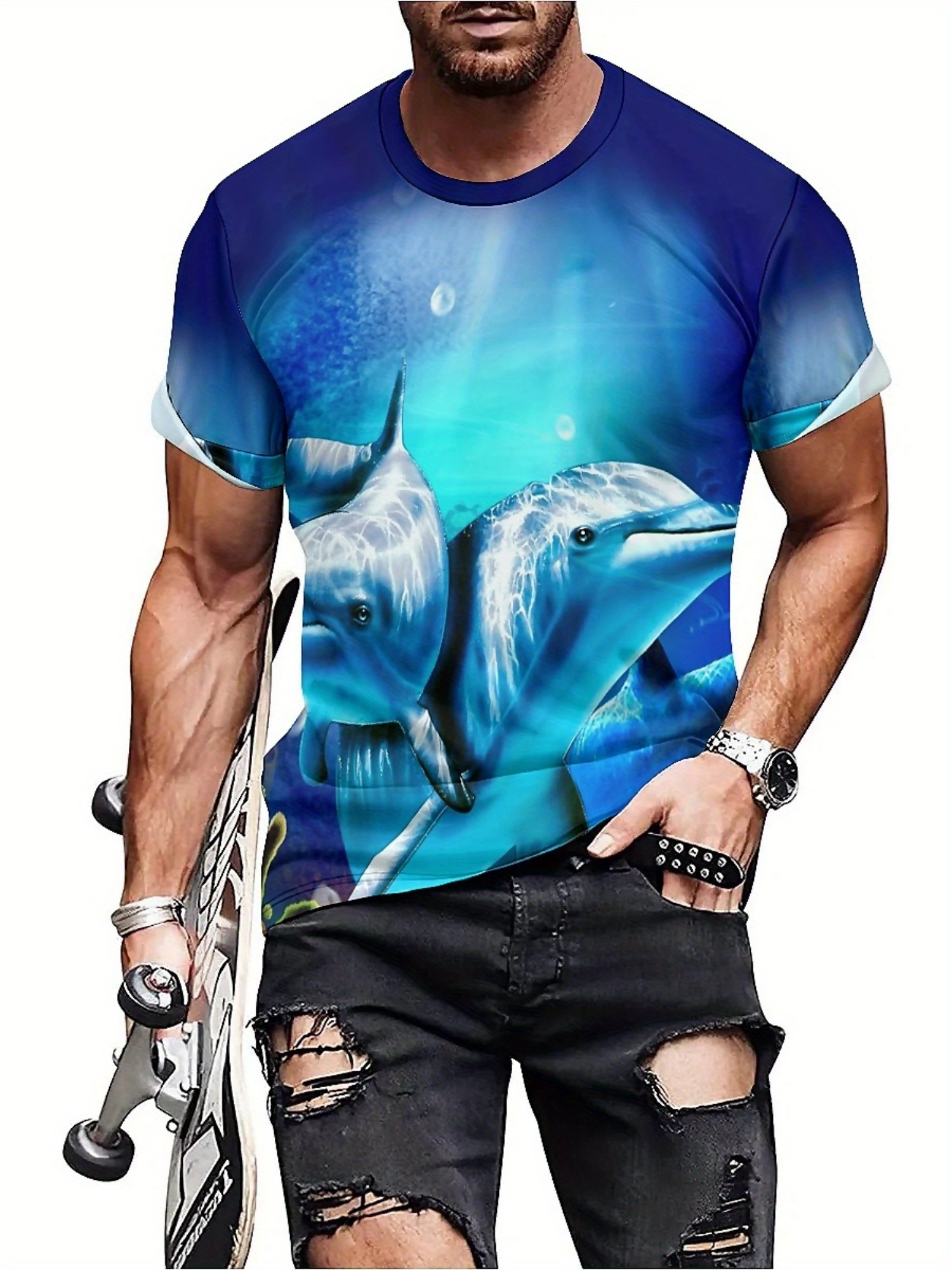Men'S Ocean Animal Dolphin Pri – Tee Graphic Print recenzja i cena
