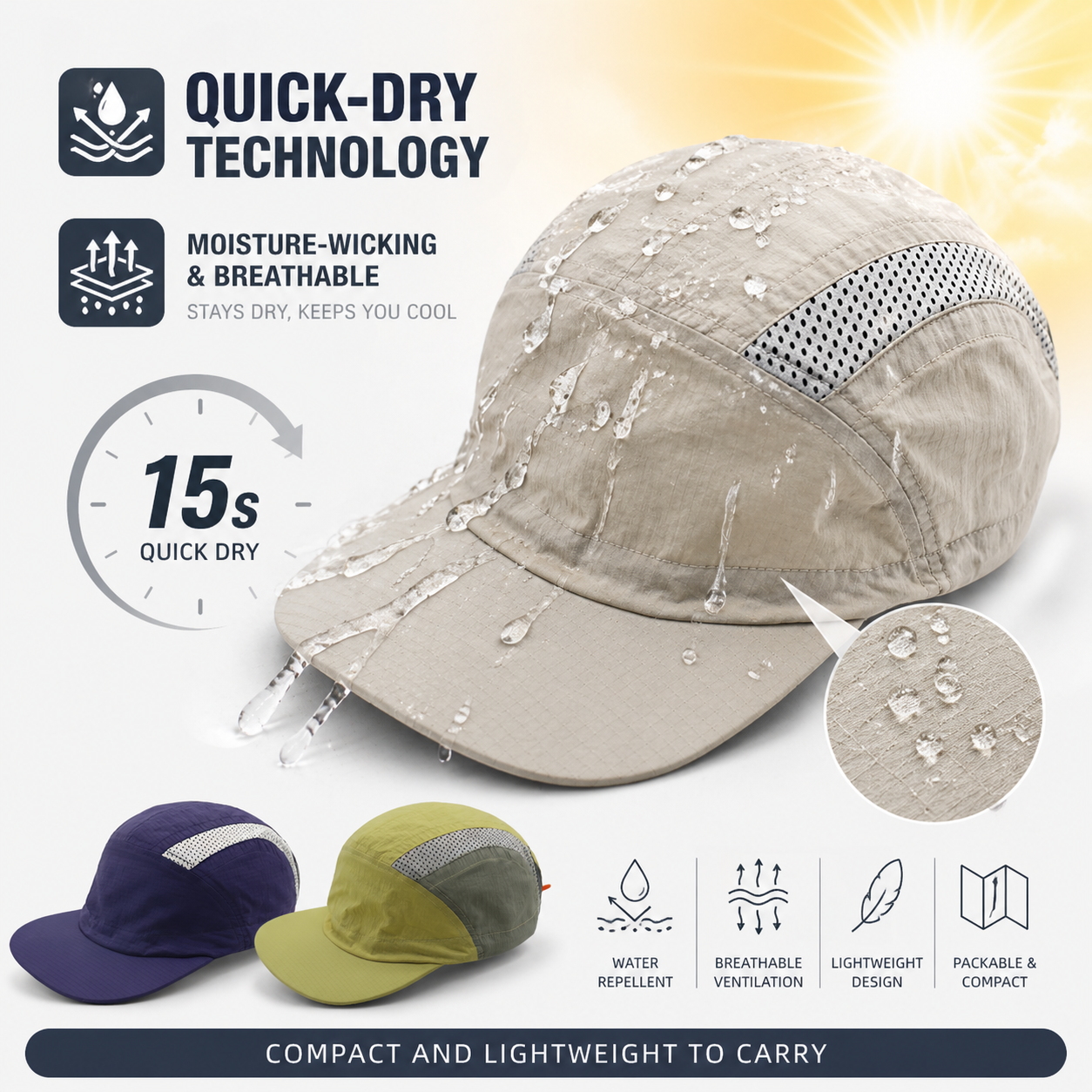 Quick Dry Running Cap Men Wome – Packable Hat Nylon recenzja i cena