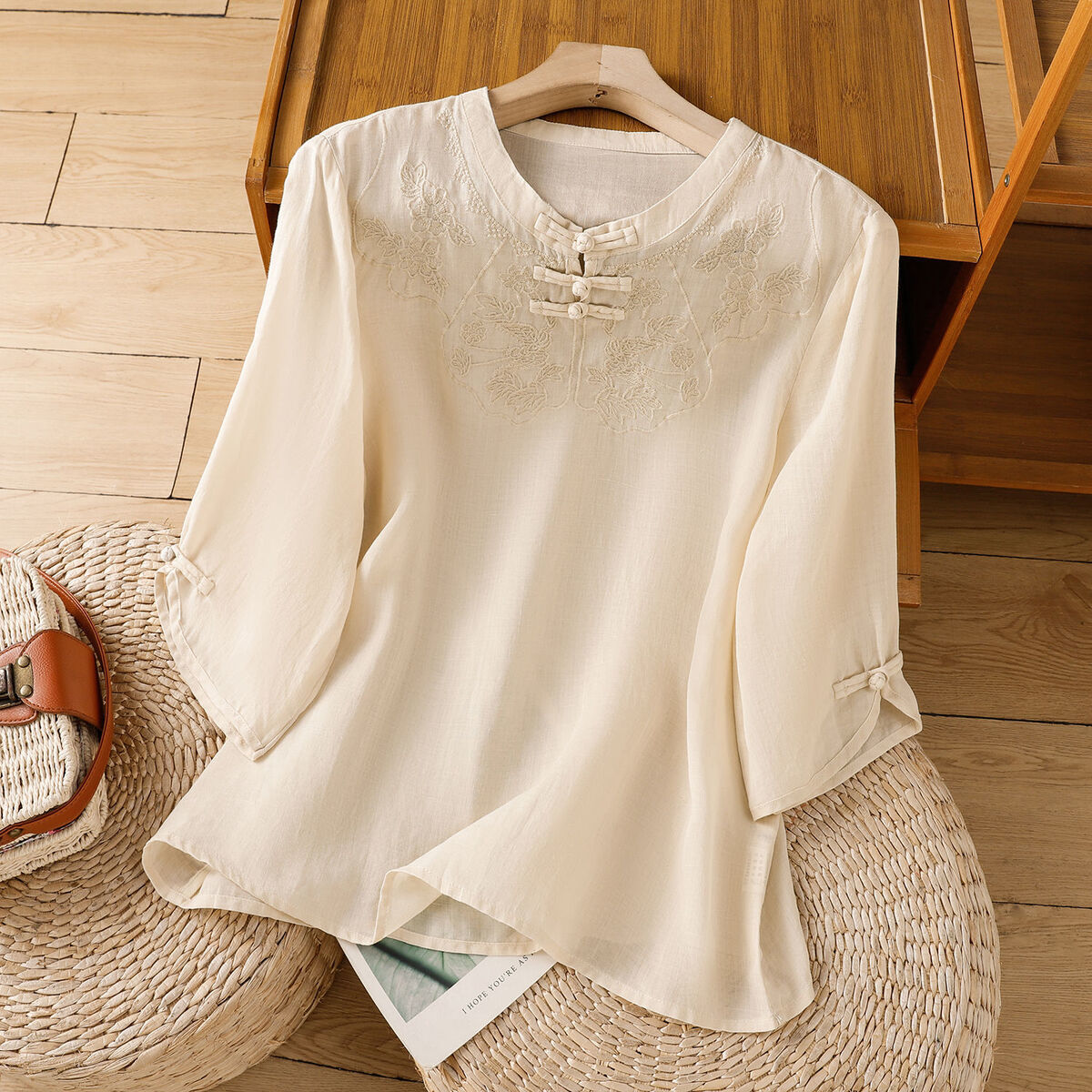 Chinese Style Round Collar But – Shirt Camp Collar recenzja i cena