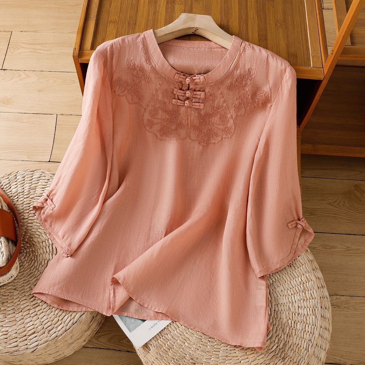 Chinese Style Round Collar But – Shirt Camp Collar recenzja i cena