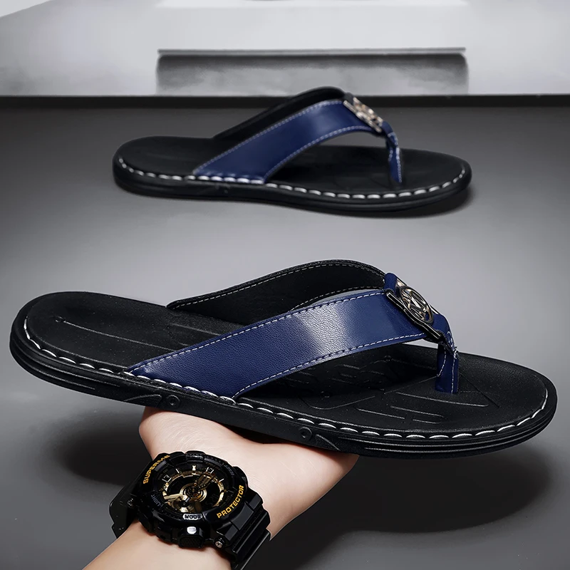 Men's Flip-flops Solid Color w – Flip Flop Leather Men recenzja i cena