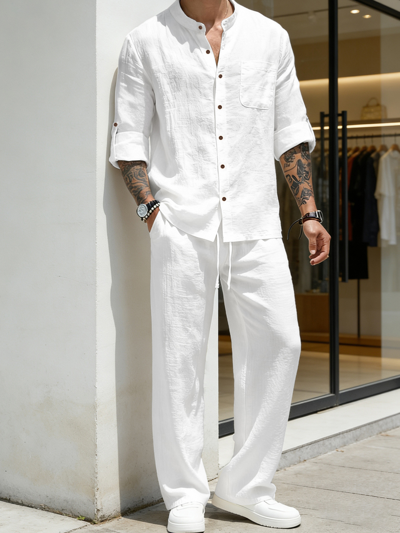 Suit Loose Linen Long Sleeve S – Linen Shirt Breathable recenzja i cena