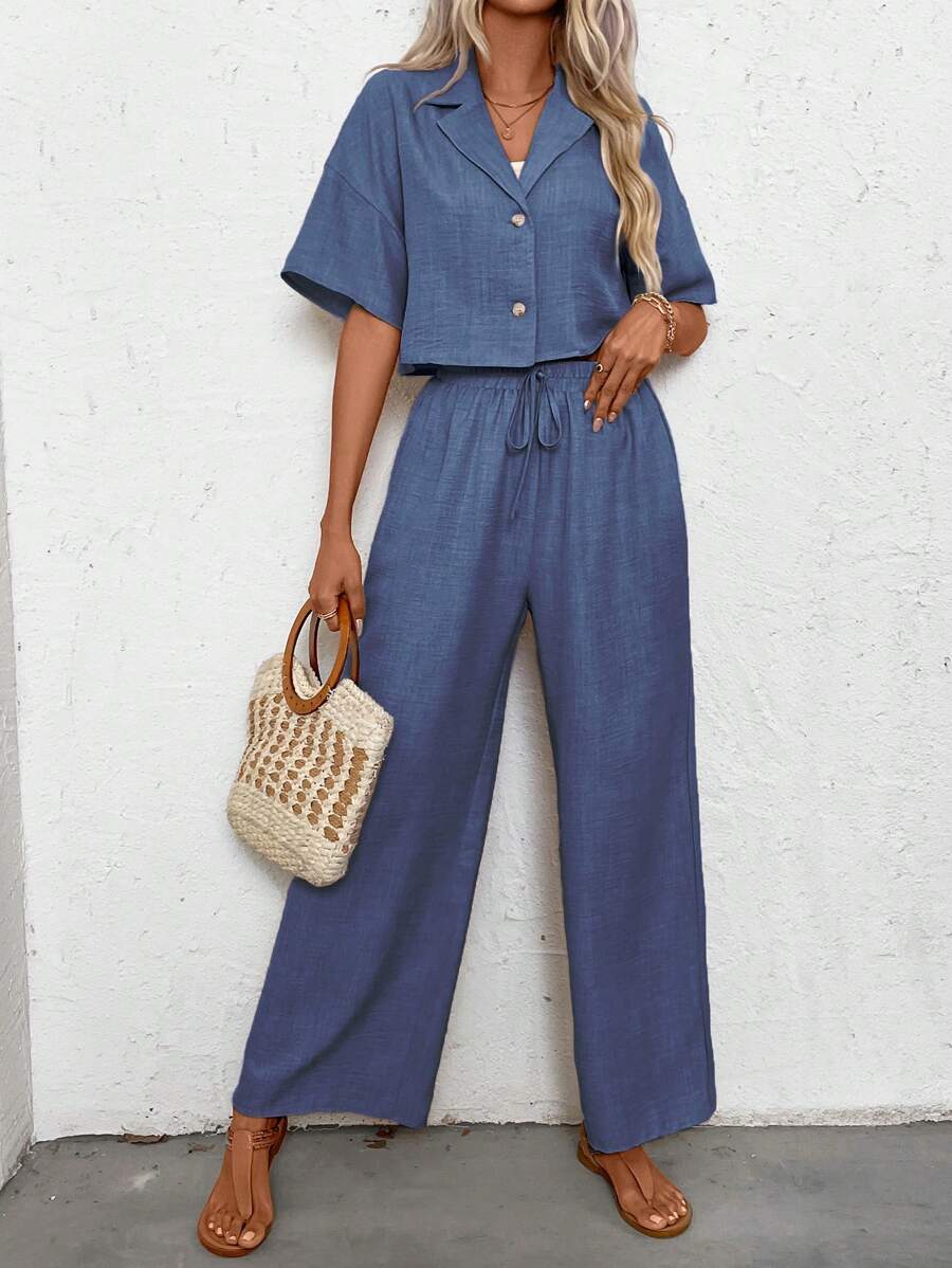 Womens Linen Short Sleeve Shir – Short Linen Drawstring recenzja i cena