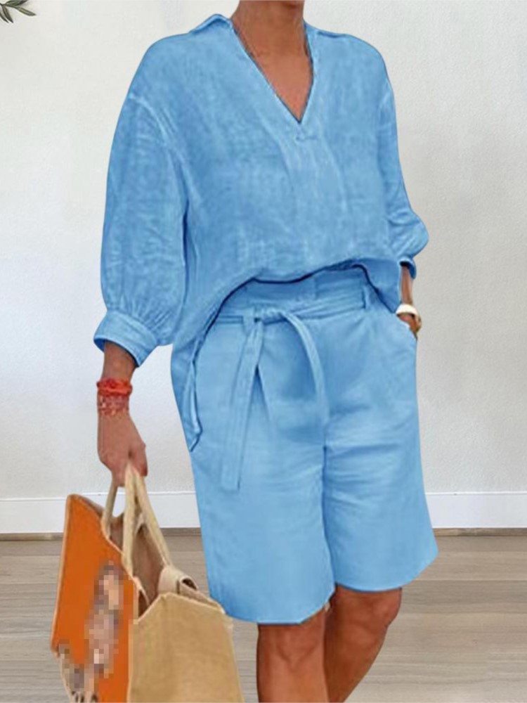 Women Suits Elegant Style Two  – Linen Shirt Breathable recenzja i cena