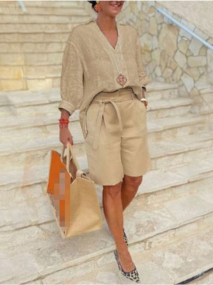 Women Suits Elegant Style Two  – Linen Shirt Breathable recenzja i cena