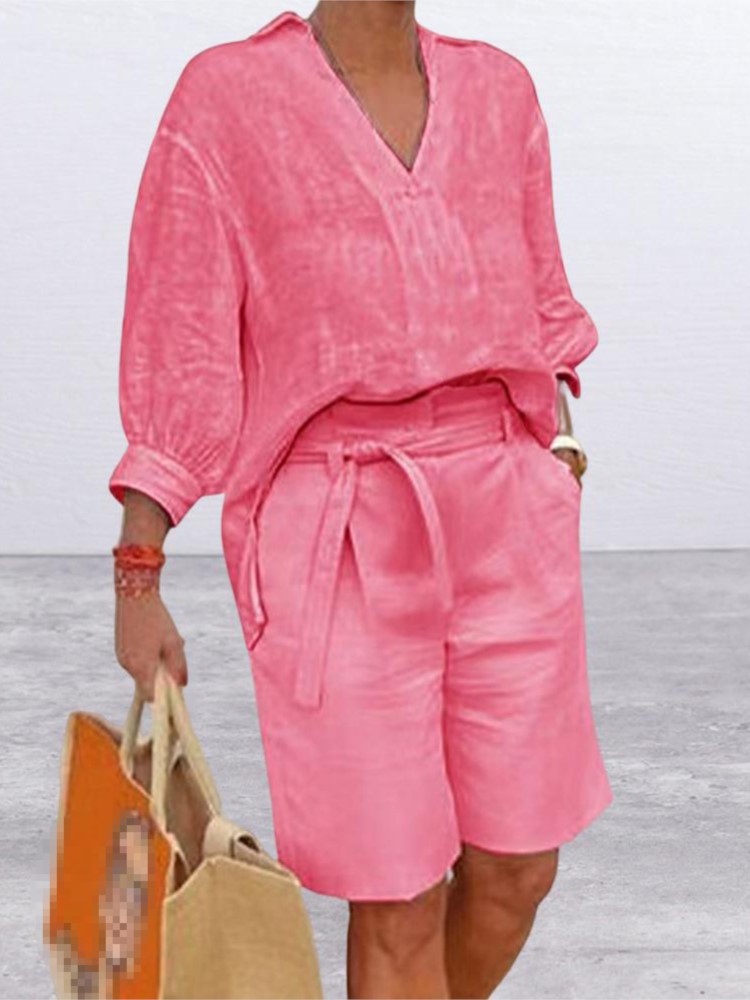 Women Suits Elegant Style Two  – Linen Shirt Breathable recenzja i cena