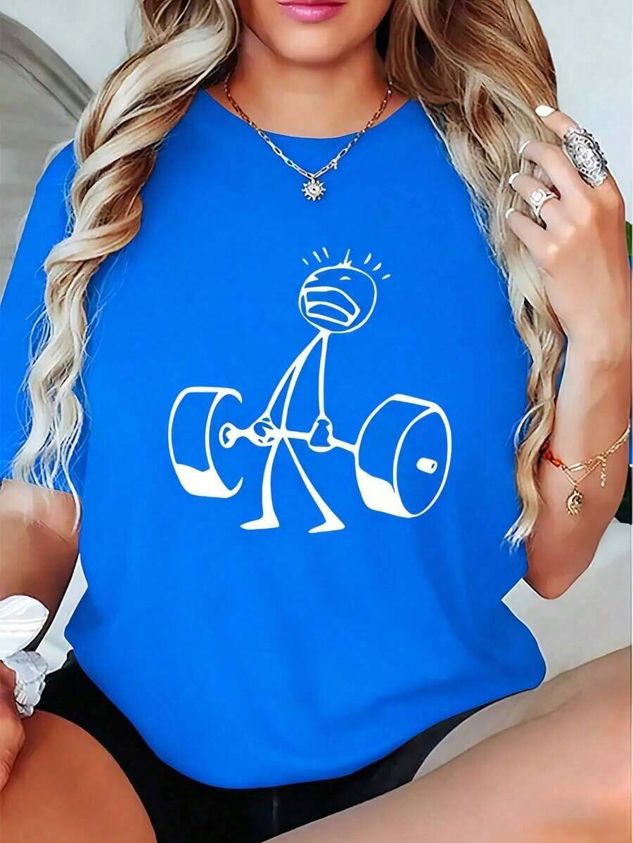 Oversized Funny Workout Graphi – Tee Graphic Print recenzja i cena