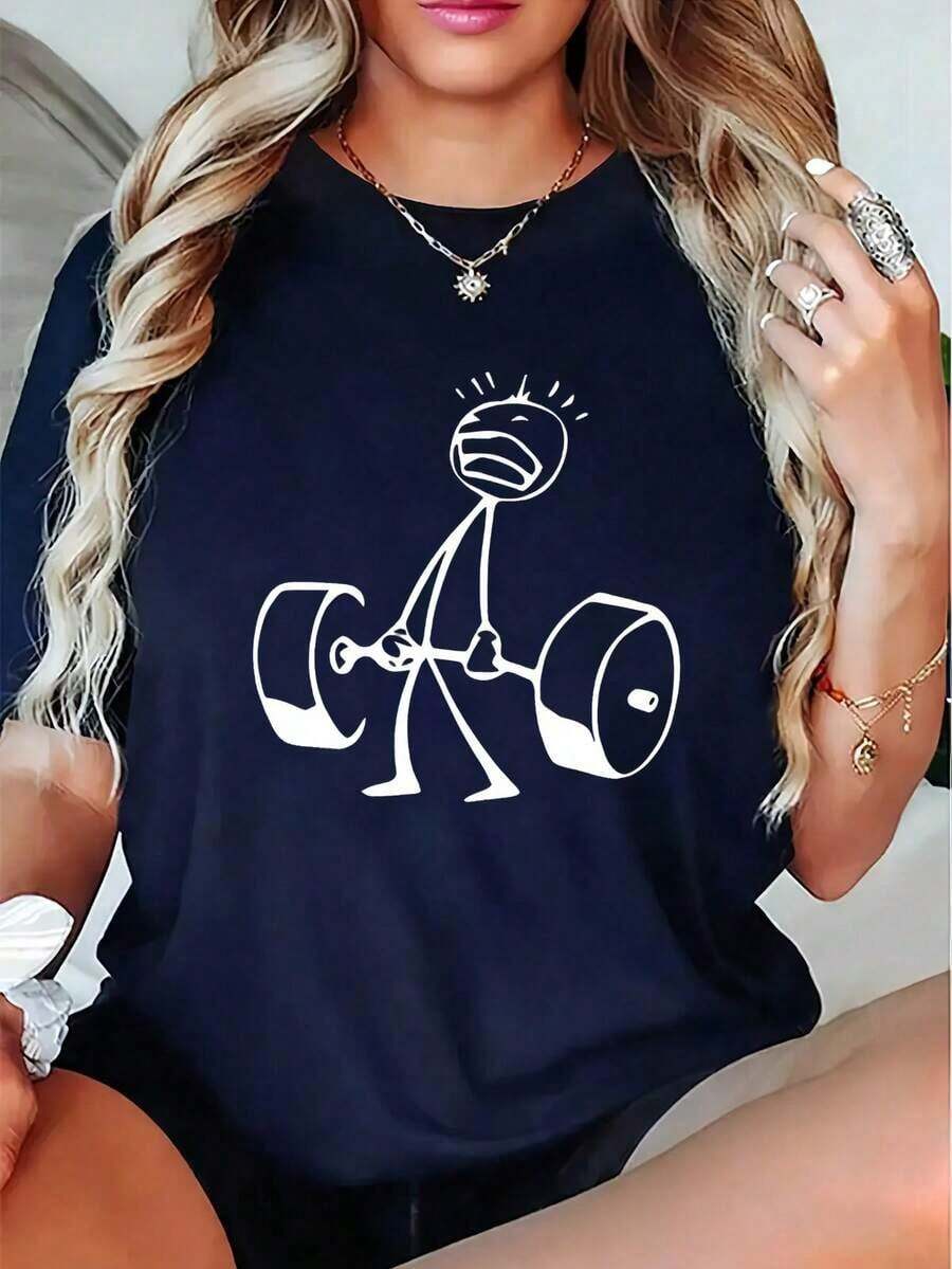 Oversized Funny Workout Graphi – Tee Graphic Print recenzja i cena