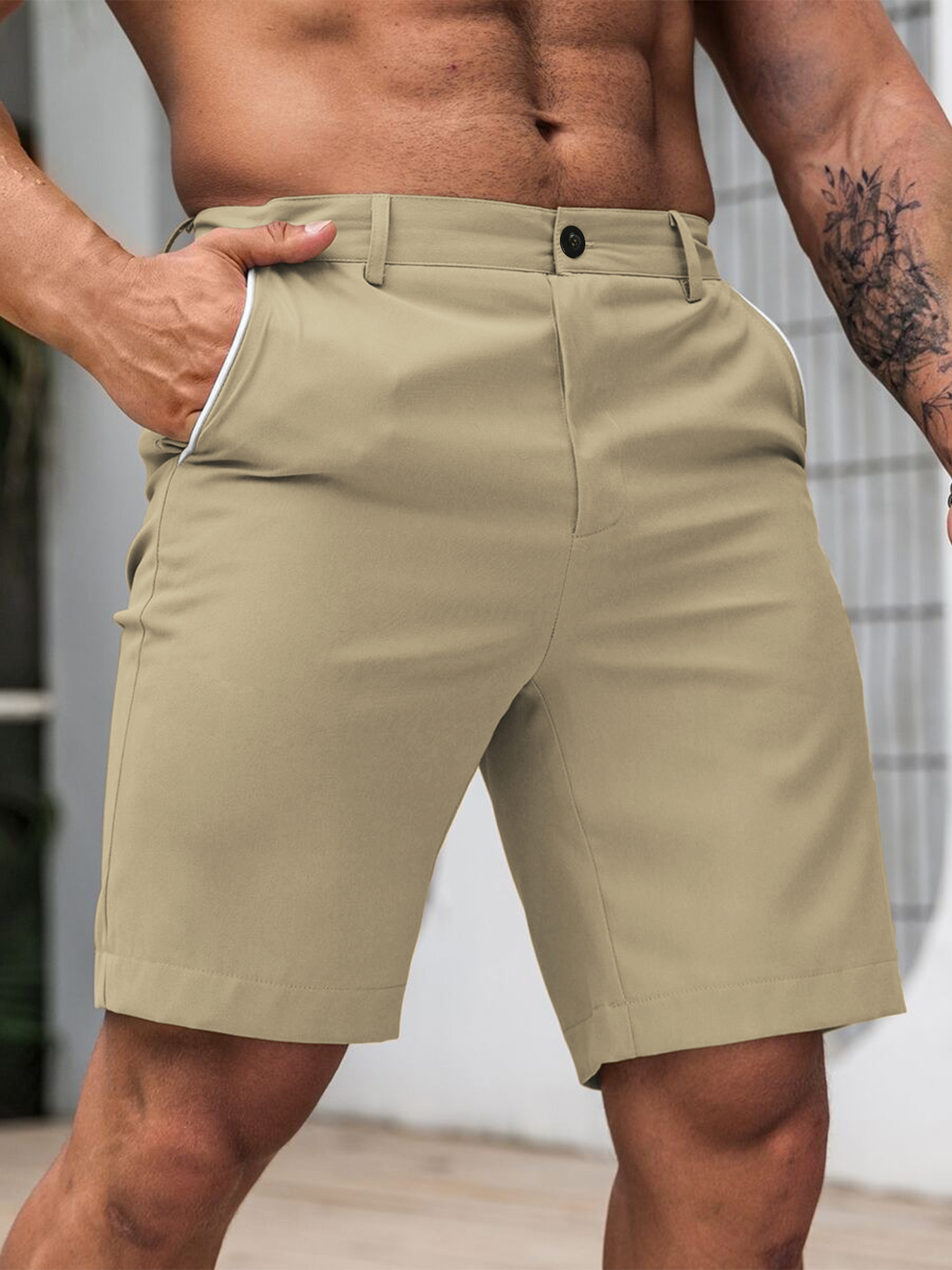 Men's Contrast Trim Chino Shor – Shorts Chino Slim recenzja i cena